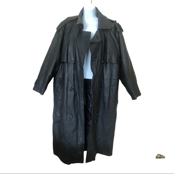 Womens' Leather Long Coat Size L 12/14 WILDA - Fast Shipping - - Picture 1 of 12